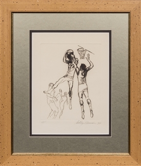 1977 Spencer Haywood LeRoy Neiman Artists Proof 25 x 21 Framed Artwork - Signed by Neiman (Beckett)